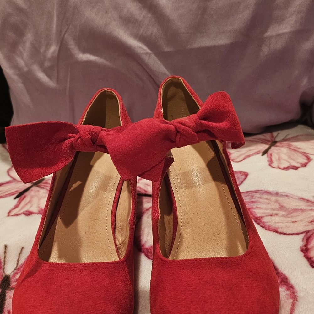Elegant Red Bow Women's Shoes